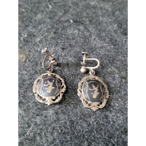Fabulous STERLING Vintage Dancing SIAM GODDESS Estate Earrings - Picture 2 of 3
